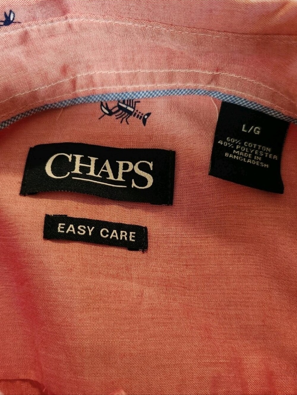 New Chaps Mens Large Lobster Print Short Sleeve Button Down Shirt Front Pocket - Picture 8 of 11